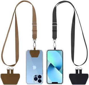 CACOE Phone Lanyard 2 Pcs-Adjustable Neck Strap,Universal Crossbody Lanyards Compatible with Most Smartphones (Black+Brown, 21.65")