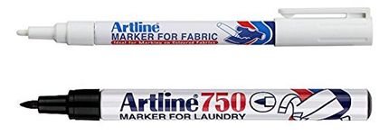 Artline Black Laundry Marker and White Fabric Marker (Twin Pack)