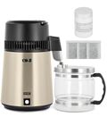CO-Z Water Distiller, 100% Stainless Steel Distilled Water Machine for Home Countertop Table Desktop, 4L Distiller Water at Home, 4 Liter Water Purifier to Make Clean Water for Home,Gold