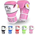 CKE Kids Boxing Gloves for Kids Boys Girls Junior Youth Toddlers Age 5-12 Years Training Boxing Gloves for Punching Bag Kickboxing Muay Thai (Pink)