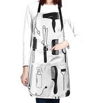 Hasdon-Hill Hairdresser Aprons for Women with Pockets, Unisex Hair Stylist Bib Apron with Adjustable Neck Strap for Salon, Barber, Makeup Artist, Beautician, Hairapist