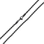 Unisex Classic Strong Simple Twist Cable Rope Chain Necklace Black IP Stainless Steel Men Women Teens 24 Inch 3MM 040 Gauge