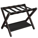 SONGMICS Luggage Rack, Bamboo Luggage Rack for Guest Room, Folding Suitcase Stand, for Hotel, Bedroom, Heavy-Duty, Holds up to 131 lb, Chestnut Brown URLR007R01