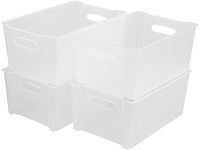 CVC Tyminin Plastic Stackable Fridge Storage Basket Freezer Bin Organiser, Matte Transparent, 4 Packs