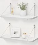 Afuly White Floating Shelves for Wall Shelf Unit for Bathroom Bedroom Kitchen Storage Organiser Modern Decorations Accessories Display for Living Room Office Home Rack with Set of 2