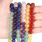 XIANNVXI 8mm Crystal Beads for Jewellery Making,7 Chakra Beads Coloured Beads Mixed Beads for Crafting,Loose Beads Gemstone Beads 8mm Round Beads for Jewelry Making DIY 47 Pcs