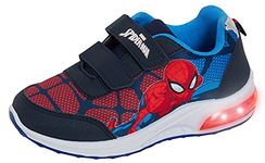 Marvel Boys Spiderman Light Up Trainers Kids Flashing Lights Running Sports Skater Shoes Navy 10 UK Child/EU 28