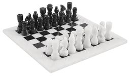 Radicaln Marble Chess Set 12 Inches White and Black Handmade Chess Board for Games for Adults - 1 Chess Board & 32 Chess Pieces 2 Player Games - Travel Chess Set