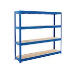 BiGDUG Heavy Duty Garage Shelving Unit - 600kg Per Shelf (2400kg Per Bay) - 177x200x45 cm - 4 Tier Storage Shelves - Blue - Shed Shelving