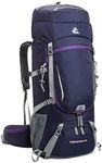 Bseash 60-65L Waterproof Hiking Camping Backpack with Rain Cover,Outdoor Sport Travel Bag Daypack for Climbing Touring (Purple)