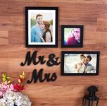 Art street Together Forever - Set of 3 Individual wall Photo Frames with Mr & Mrs MDF Plaque for couples, Valentine Day Gift