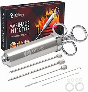 Ofargo Inyector de Condimento con 3 agujas de adobo, Se Utiliza para el Condimento de Carnes Como Carne de res, Pollo, Pavo etc; Jeringuilla Cocina Capacidad 60 ml/2 oz, Incluye manual de usuario