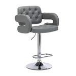 HNNHOME Mercury Pu Swivel Faux Leather Breakfast Kitchen Bar Stool Pub Barstool (Light Grey)