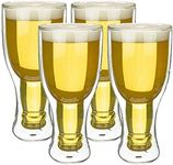 Fairly Odd Novelties Double Walled Beer Glass, Transparent, Insulated Beer Glasses, Double Wall Drinking Glass, Pack of 4