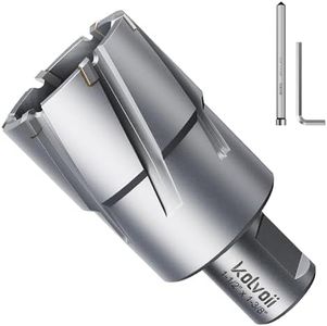 Kolvoii Carbide-Tipped Annular Cutter, 1-1/2"Diameter x 1-3/8"Depth, High-Efficiency Cutting TCT Magnetic Drill Bit with Pilot Pin for Stainless Steel, Iron, and Hard Steel(3/4" Weldon Shank, 2 Flat)