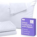 Set of 12 Pillow Protectors with Zipper King Size - 100% Resistant to Stains, Dust & Dirt - Washable Covers for Increased Pillow Lifespan