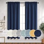 Navy Curtains 72 Inch Length for Living Room 2 Panel Set Rod Pocket Draperies Linen Window Treatments Light Filtering Semi Privacy Dark Blue Sheer Curtain for Kids Boys Bedroom Decor 52x72 Inches Long