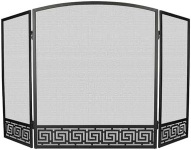 3-Panels Fireplace Screens Decorative, Nouetele fire Screens for Fireplace Guard Screen Flat Fireplace Screen Baby Proof Black fire Place Screen Stand Alone Fireplace Door for existing Fireplace