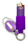 Retractable Lighter Holder for J6 BIC Lighters Similar to a Lighter Leash but Made of Flexible Silicone & with a Spring Clip to Attach & Remove from Keys, Bags, & More. 15 Colors (Purple)