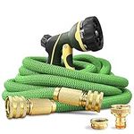 NGreen Expandable Garden Hose Pipe - Strength Durable Fabric and 12-Layer Latex Inner Tube, Lightweight Easy Storage Kink Free Water Hose, Leakproof Solid Brass Fittings with Nozzle (15M)