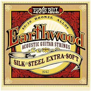 Ernie Ball Earthwood Silk and Steel Extra-Soft Acoustic Guitar Strings, 10-50 Gauge (P02047)