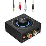 YMOO Bluetooth 5.3 Receiver,100ft HiFi RCA Bluetooth Audio Adapter for 3.5mm Jack,Wireless Audio Receiver for Speaker/Old Stereo,Dual Link for Two Speakers,Support SBC AAC Audio Code