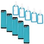 Cosmos ® 5 PCS Comfort Neoprene Handle Wraps/Grip/Identifier for Travel Bag Luggage Suitcase + 5 PCS Travel Accessories Luggage Tag Identifier (Aqua Blue)