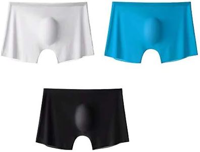 GOLD XIONG Men's Traceless Brief Boxers Ice Silk undewearsexy See-Through Transparent Briefs, 3color, XX-Large