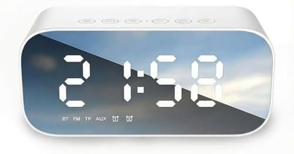 Alarm Clock Radio with Bluetooth Speaker - FM Tuner, Dual Alarm, Temperature Display, 3 Level Dimmer, Alarm Clock Radio for Bedroom, Office, Home (White)