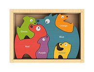 BeginAgain Dog Family Puzzle with Curriculum - Toddler Puzzle Game and Child's Toy for Playing, Stenciling, AND as a Bilingual Learning Tool! - Educational Toy for 2 Year Old's and Up