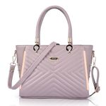 Fiesto Fashion Women's Latest PU Leather Top Handle Handbags For Ladies & Girls - Extra Spacious (Pack of 1) (Lavender)