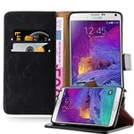 cadorabo Book Case works with Samsung Galaxy NOTE 4 in GRAPHITE BLACK - with Magnetic Closure, Stand Function and Card Slot - Wallet Etui Cover Pouch PU Leather Flip