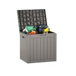 EAST OAK Deck Box, 31 Gallon Indoor and Outdoor Storage Box with Padlock for Patio Cushions, Pool Accessories, Toys, Gardening Tools, Sports Equipment, Waterproof and UV Resistant Resin, Grey