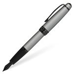 Cross Bailey Matte Grey Lacquer Fountain Pen with polished black PVD appointments, Medium Nib