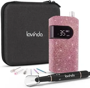 Professional Nail Drill Machine, Lavinda 35000RPM Electric Nail File for Acrylic Gel Nails, Cordless Portable Nail Drill Kit with Coreless Motor, Manicure Pedicure Shape Tools (Diamond, Pink)