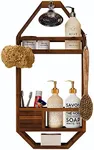TeakCraft Teak Shower Caddy, Shower Organizer For Bathroom, Non Slip, Indoor and Outdoor, Hanging Shower Organizer, Showerhead, 3 Shelf, The Thoren