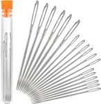 Large-Eye Needles Steel Yarn Knitting Needles Sewing Needles Darning Needle, 9 Pieces (Pointed)