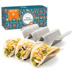 Chef Tacos Stainless Steel Taco Holder Set of 6 - Taco Holder Stand with Handles, Dishwasher and Grill Safe Taco Rack, Taco Serving Set, BPA-Free Metal Taco Stand