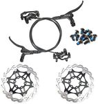 DEYING Zoom 4-Piston MTB Hydraulic Disc Brake Set/w 160mm Floating Disc Rotors Outer Routing (Black1)