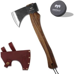 15.7" Hatchet Axe, Camping Hatchet, Hand-Forged Axe with Sheath for Wood Chopping, Splitting, and Carving, Bushcraft Axe with Beech Handle for Outdoor Survival and Garden Work