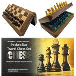 Pocket Size Chess Set, Travel Chess Set, Magnetic Chess Board and Pieces, Portable Chess Set, Magnetic Chess Set with Built-in Storage, Foldable Chess Board, Handcrafted (5 inches)