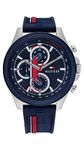 Tommy Hilfiger Analogue Multifunction Quartz Watch for Men with Stainless Steel Bracelet, Blue, Silicone