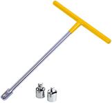 PANSHIYON T Handle Wrench,1/2-Inch Drive T Handle Socket Driver with 1/4” and 3/8” Adaptors,Yellow