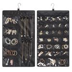 Kntiwiwo Hanging Jewelry Organizer, Foldable Jewelry Storage Bag with Metal Hook and Zippers, Double Sided Jewelry Holder 35 Pockets for Travel, Necklaces, Chains, Rings, Earrings, Bracelets, Watches