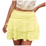 Women's Tulle Skirt High Knee Skirt Ruffle Skirt Pleated Length Skirt Classic Elastic Tulle Tutu Skirt for Women and Teens Wedding Dress Skirt Support Skirt Dancing Carnival Mini Lace Ruffle Skirt