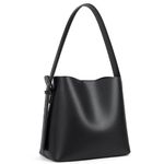 BOSTANTEN Bucket Bag Leather Purses for Women Shoulder Purse Trendy Handbags Adjustable Strap Black