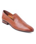 GABICCI Formal Loafer (Size 44) Tan Nappa with Deer-Printed Leather Office Shoes for Men, TPR Sole, Slip On, Almond Tip (UK Size 10) Jays