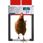 ChickenGuard ONE in All 4 Colours Automatic Chicken Coop Door opener, Timer/Light Sensing, Auto-Stop, Predator Proof, AA Batteries included (9v Electric/Solar kit NOT included) (Red)