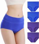 RanZZRan Womens Underwear High Waist Underwear Super Stretchy Briefs Full Coverage Panties, Dark Blue*2 Dark Purple*2, X-Large