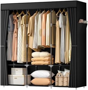 Neatrays Wardrobe Closet，Portable Closets for Hanging Clothes,Free Standing Clothes Rack with Cover & 3 Hanging rods & 6 Storage Shelves & 2 Side Pockets